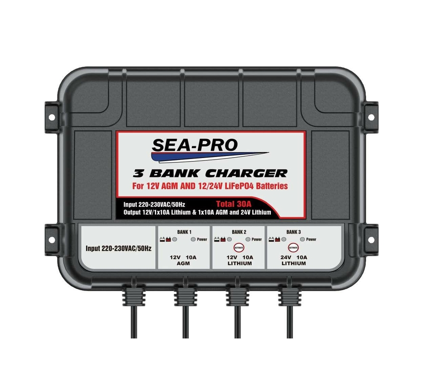 Зарядное устройство SEA-PRO (1х12В AGM,  1х12В и 1х24В LiFePO4) для тяговых аккумуляторов