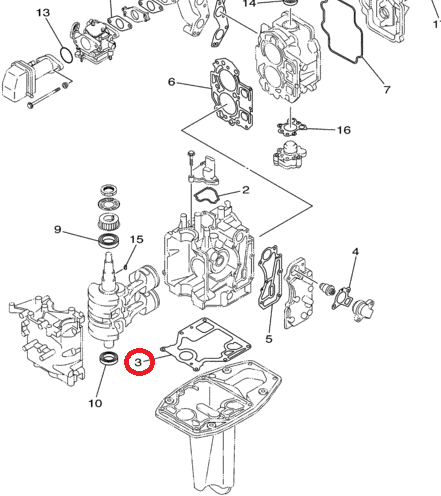 Прокладка под блок двигателя Yamaha F9.9-15 (Yamaha)