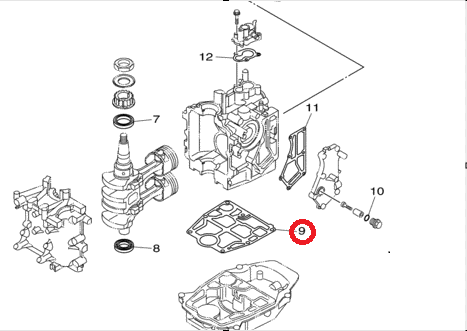 Прокладка под блок Yamaha F9.9-20 (Yamaha)