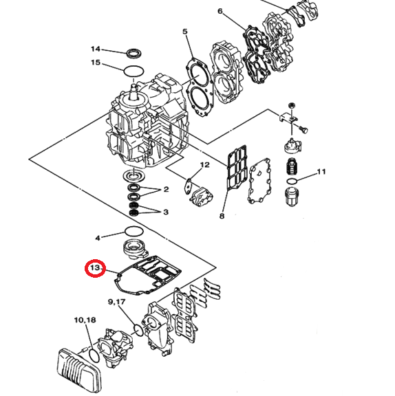 Прокладка под блок Yamaha 40X (YAMAHA)