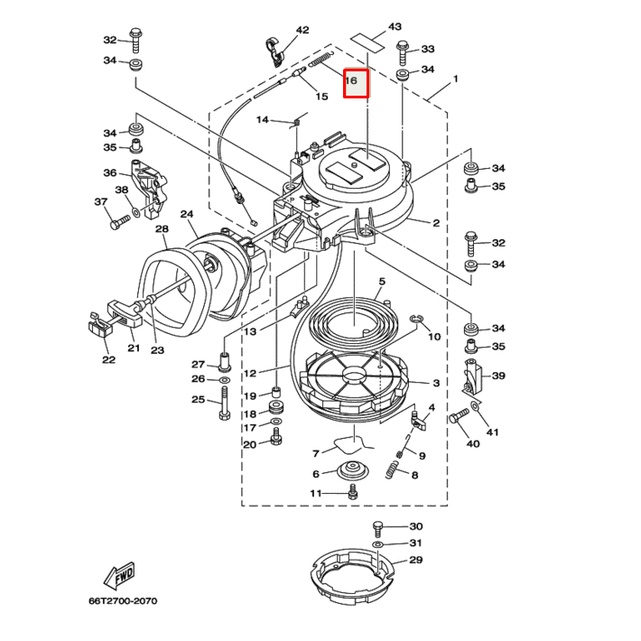 Пружина ограничителя 66T-15731-00 Yamaha 40X