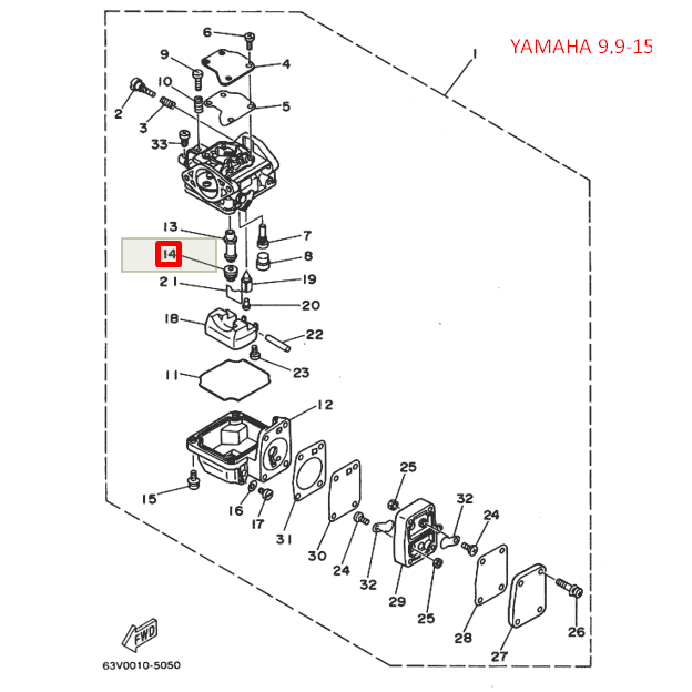 Жиклер главный Yamaha 9.9-15 (Yamaha)