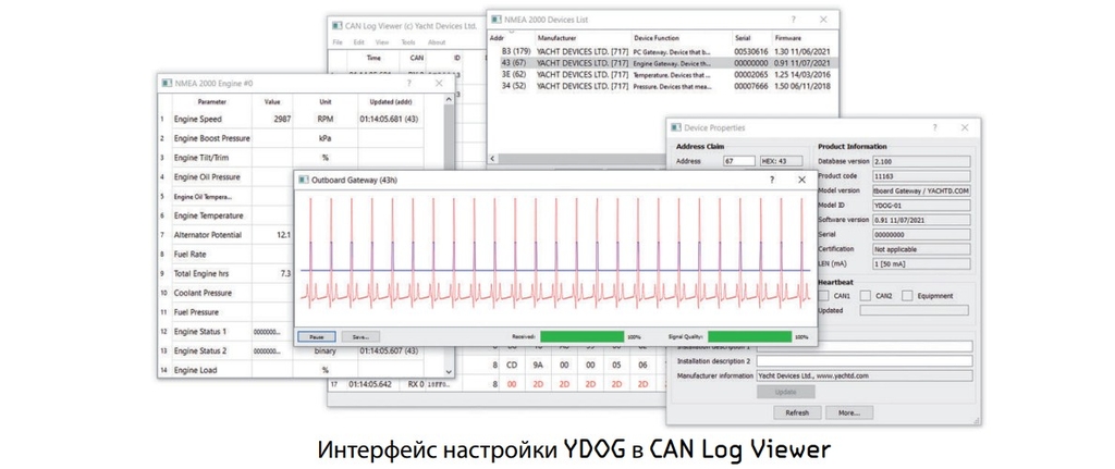 Шлюз для подвесных моторов YDOG-01 NMEA 2000 Micro Male
